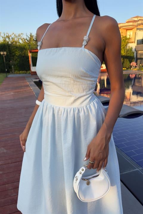 Cross Back Beaded Detailed Dress 2902-08