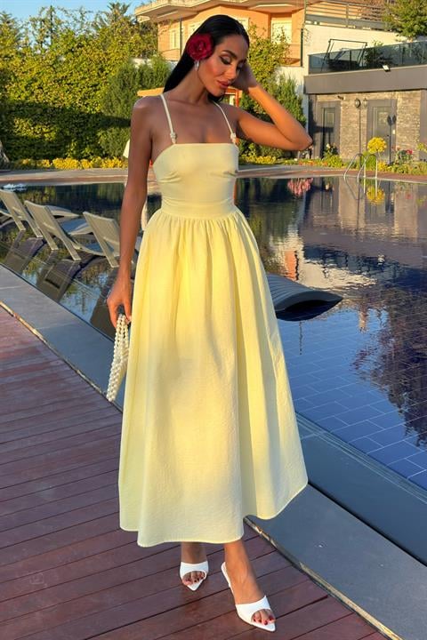 Cross Back Beaded Detailed Dress 2902-08