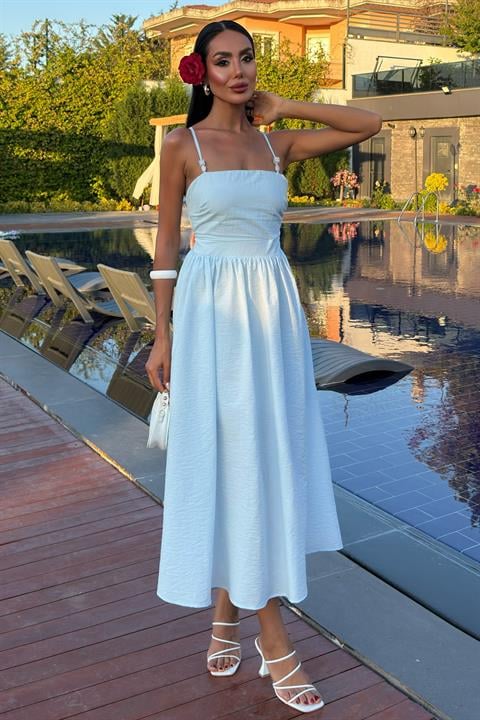 Cross Back Beaded Detailed Dress 2902-08