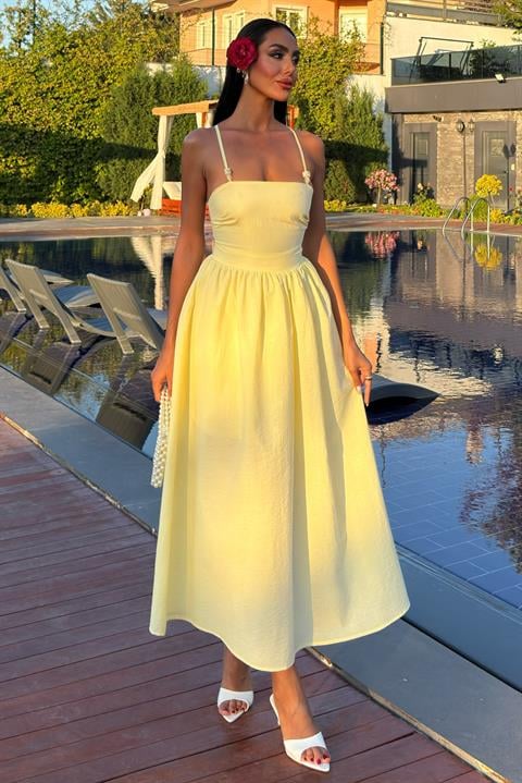 Cross Back Beaded Detailed Dress 2902-08