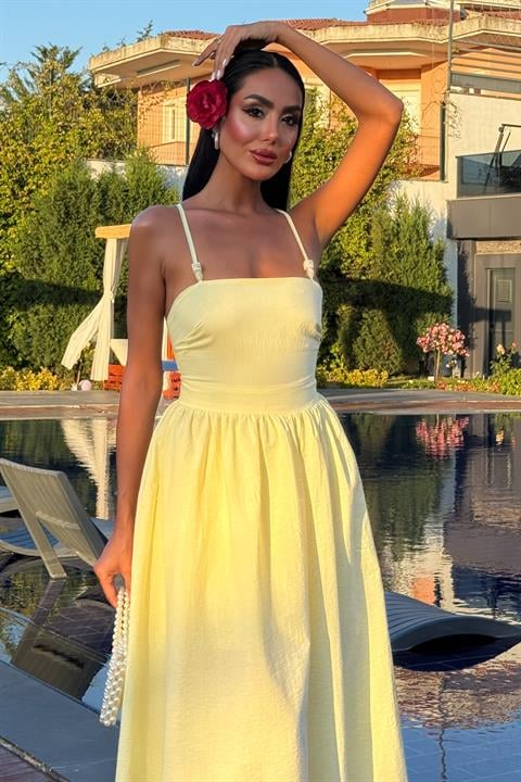 Cross Back Beaded Detailed Dress 2902-08