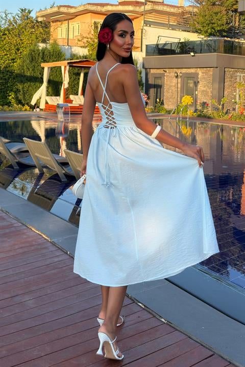 Cross Back Beaded Detailed Dress 2902-08