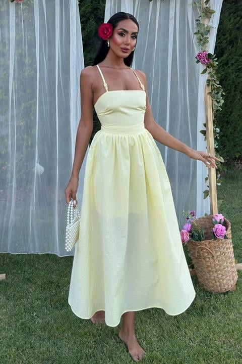 Cross Back Beaded Detailed Dress 2902-08