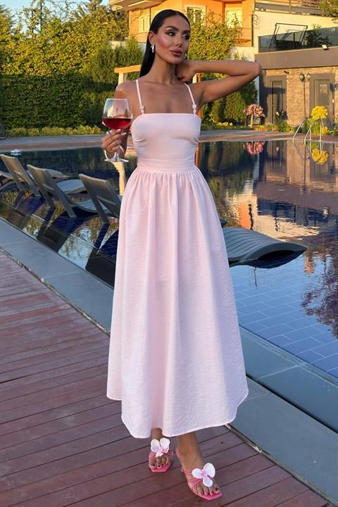 Cross Back Beaded Detailed Dress 2902-08