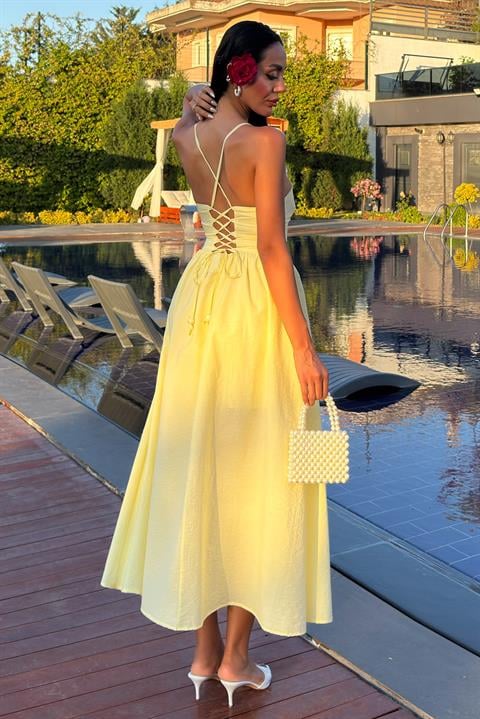 Cross Back Beaded Detailed Dress 2902-08