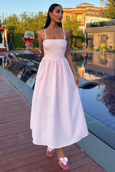 Cross Back Beaded Detailed Dress 2902-08
