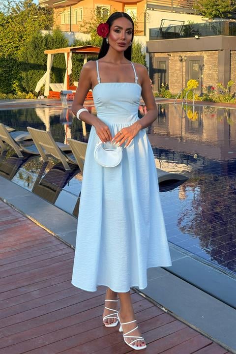 Cross Back Beaded Detailed Dress 2902-08