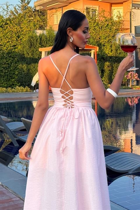 Cross Back Beaded Detailed Dress 2902-08