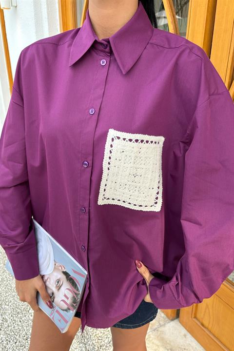 Süzine Pocket Slit on the Back Oversize Shirt 3420