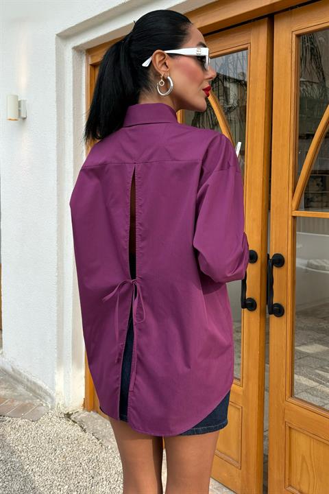 Süzine Pocket Slit on the Back Oversize Shirt 3420