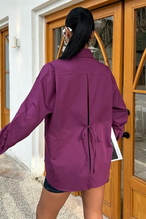Süzine Pocket Slit on the Back Oversize Shirt 3420