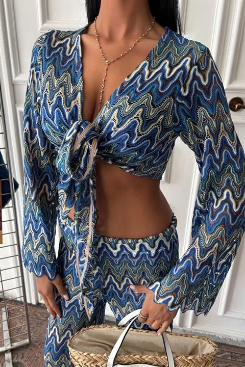 Crochet Suit with Zigzag Pattern and Lined Trousers 9876