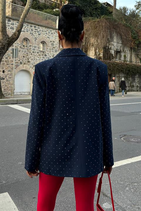 Stone Detailed Premium Blazer Jacket 6122
