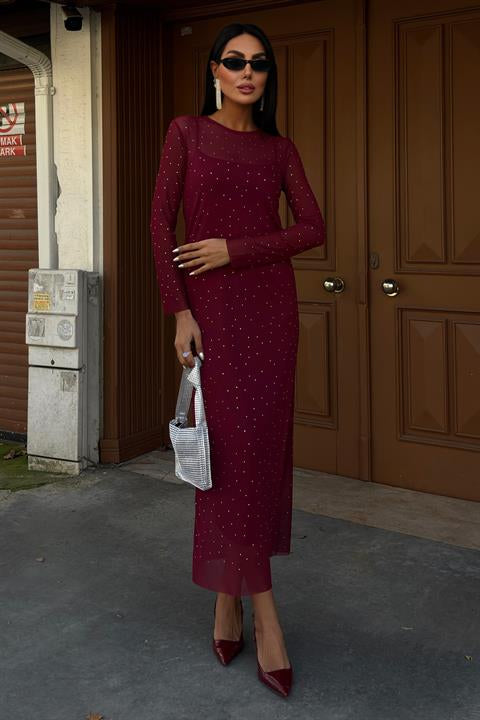 Stone Embroidered Premium Tulle Dress 2829