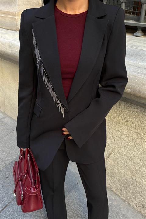 Collar and Leg Tassel Suit 10043