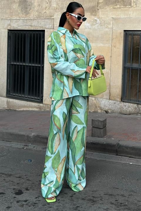 Leaf Patterned Linen Suit 10107