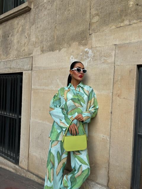 Leaf Patterned Linen Suit 10107