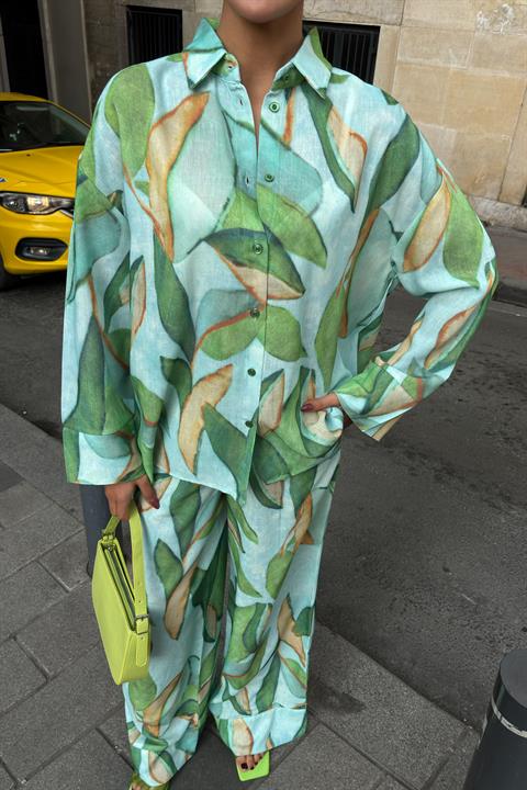 Leaf Patterned Linen Suit 10107