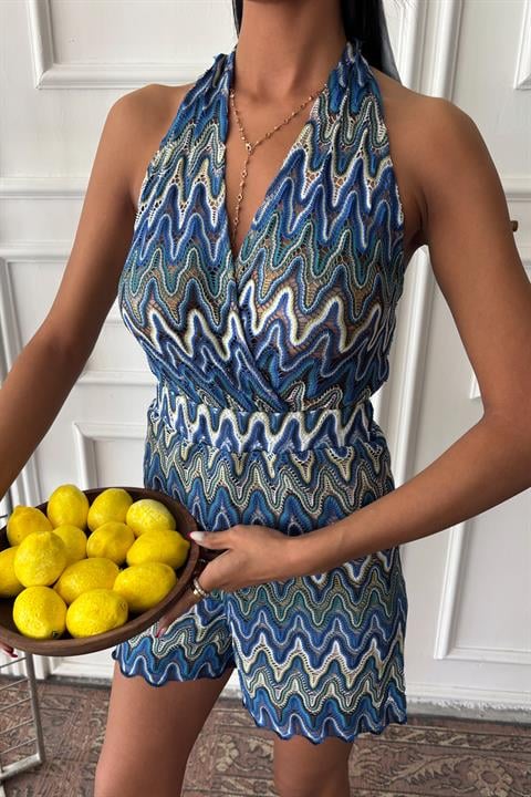 Zigzag Patterned Multi-Color Transitional Mini Jumpsuit 1365