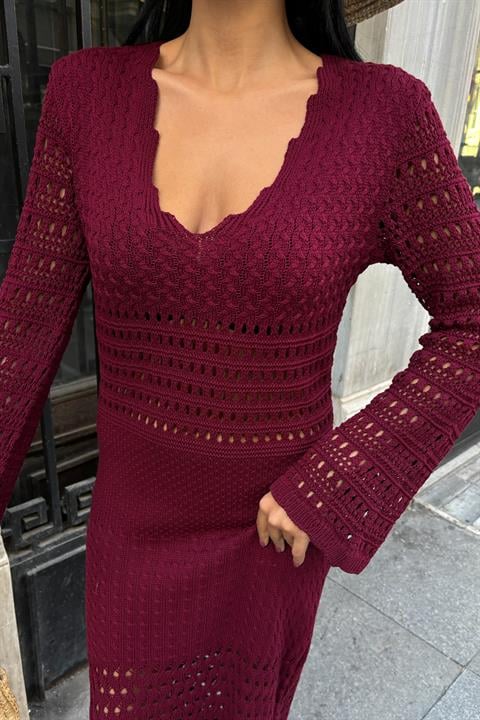 Openwork Detailed Spanish Sleeve Dress 2840