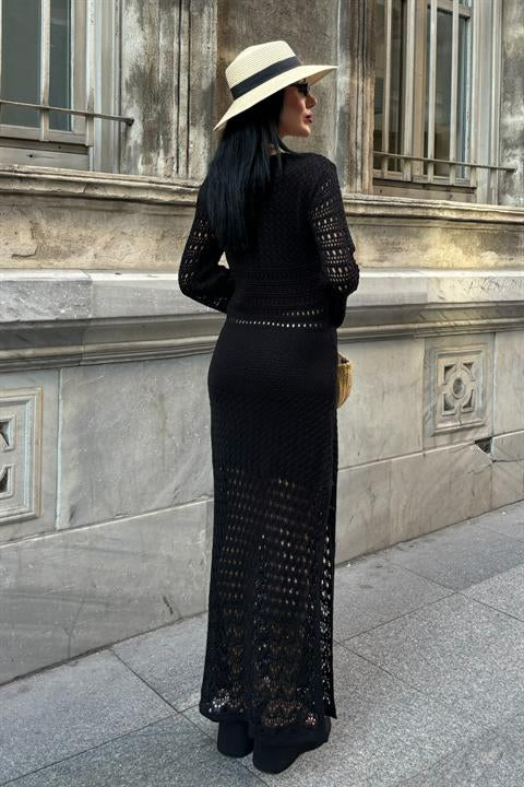 Openwork Detailed Spanish Sleeve Dress 2840