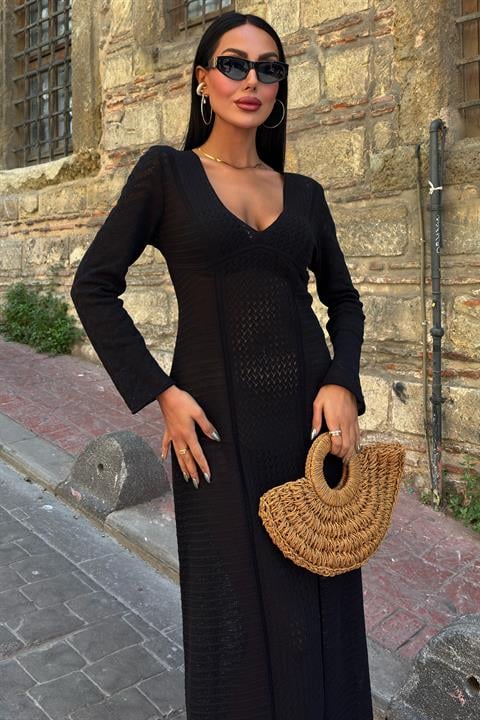 Openwork V-Neck Dress 2851