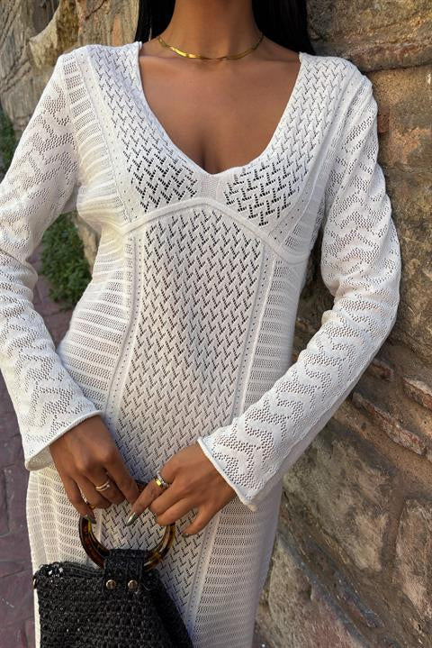 Openwork V-Neck Dress 2851
