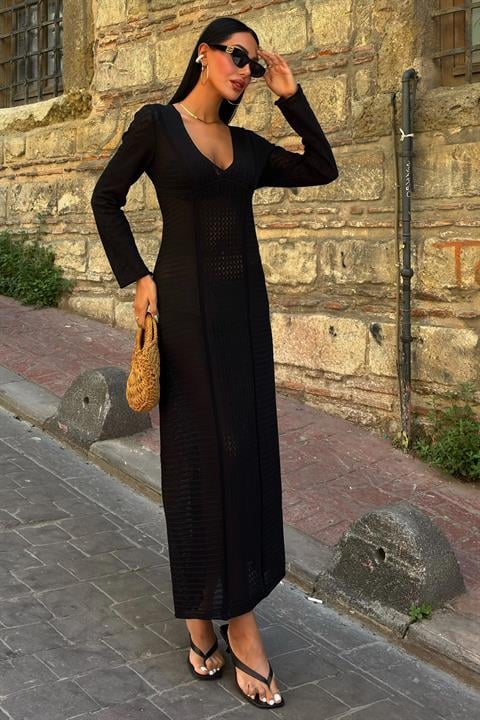 Openwork V-Neck Dress 2851