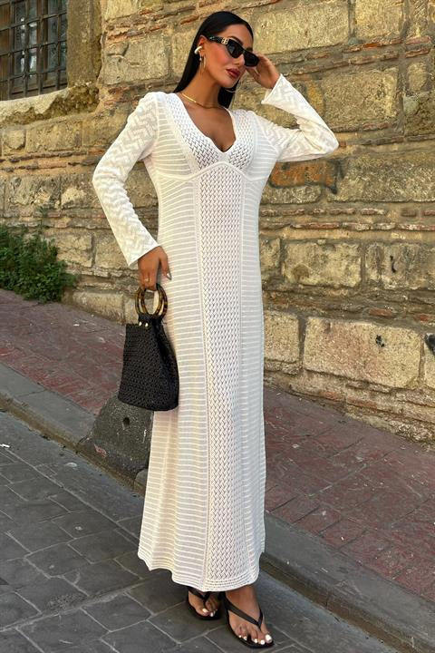Openwork V-Neck Dress 2851