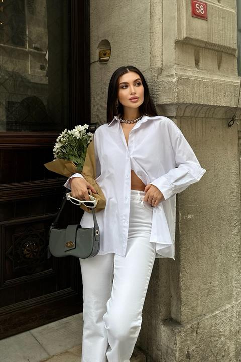 Alexis Lace Back Oversized Shirt 3336-08