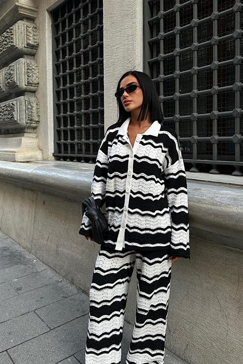 Alisa Patterned Ribbed Knitwear Set 9928