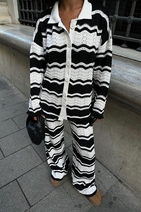 Alisa Patterned Ribbed Knitwear Set 9928