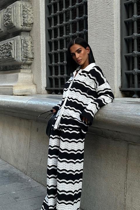 Alisa Patterned Ribbed Knitwear Set 9928