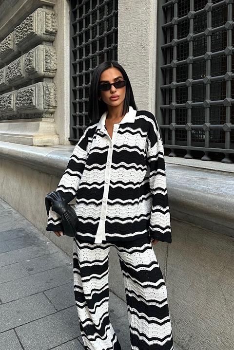 Alisa Patterned Ribbed Knitwear Set 9928