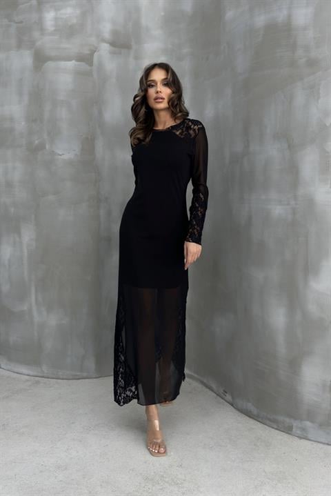 Almond Lace Detailed Tulle Dress 2659-8