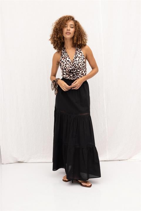 Annie Embroidery Stripe Detailed Skirt 4036