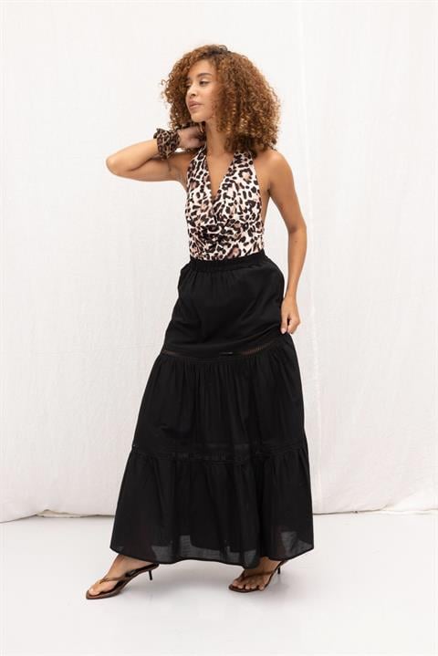 Annie Embroidery Stripe Detailed Skirt 4036