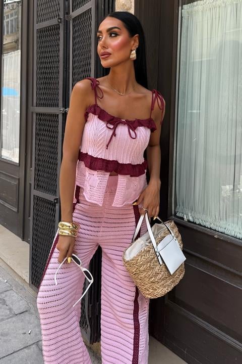 Suspender Blouse Trousers Knitwear Set 10114