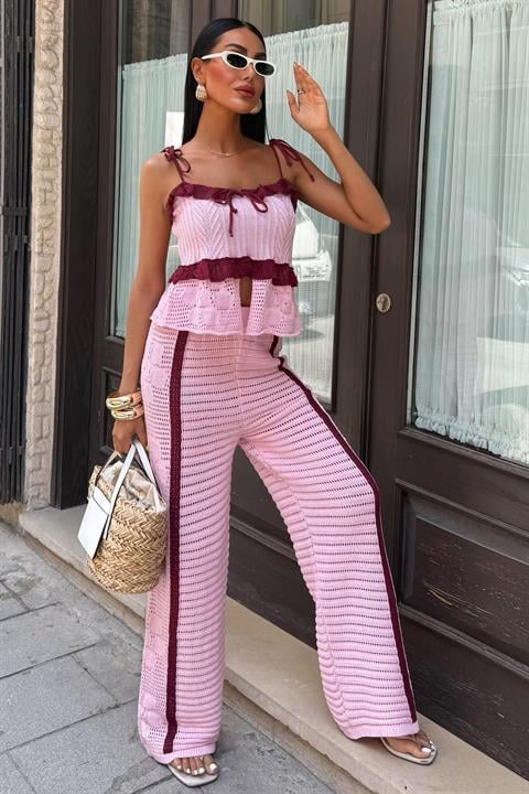 Suspender Blouse Trousers Knitwear Set 10114