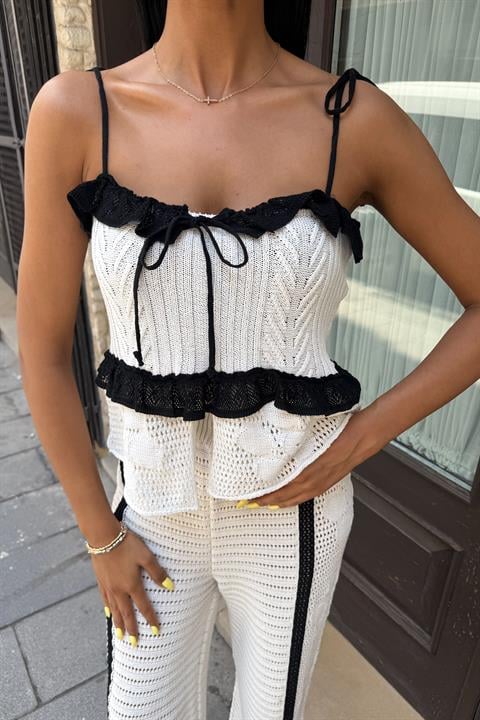 Suspender Blouse Trousers Knitwear Set 10114