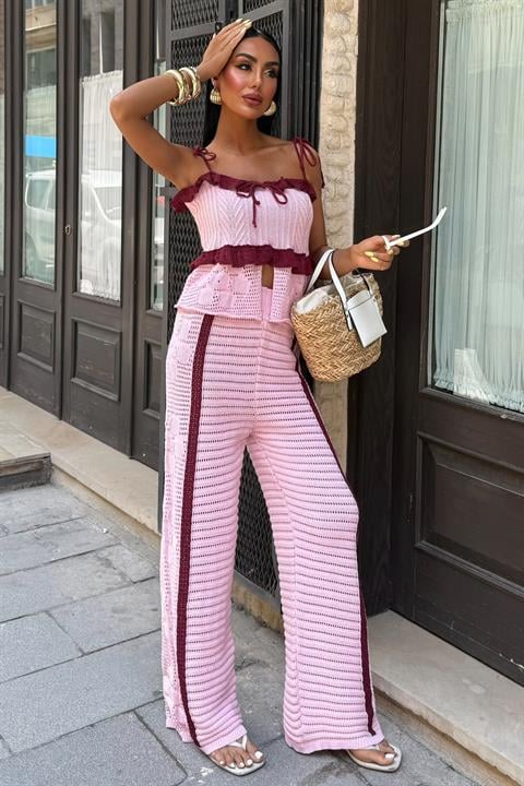 Suspender Blouse Trousers Knitwear Set 10114