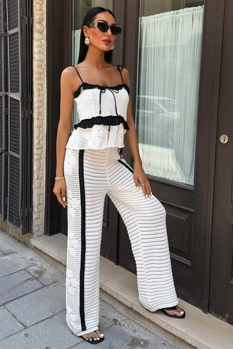 Suspender Blouse Trousers Knitwear Set 10114