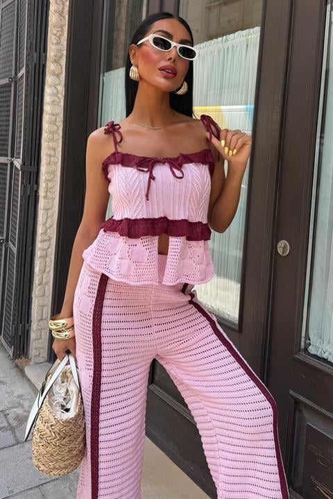 Suspender Blouse Trousers Knitwear Set 10114