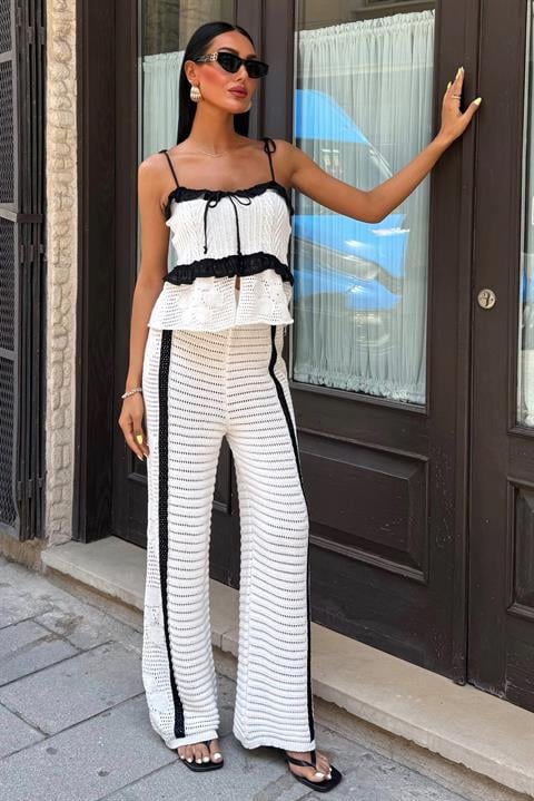 Suspender Blouse Trousers Knitwear Set 10114