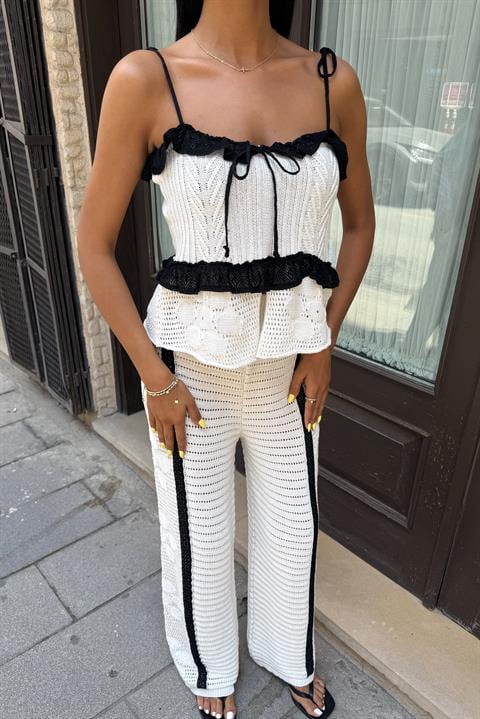 Suspender Blouse Trousers Knitwear Set 10114