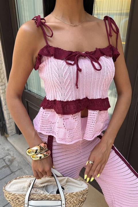 Suspender Blouse Trousers Knitwear Set 10114