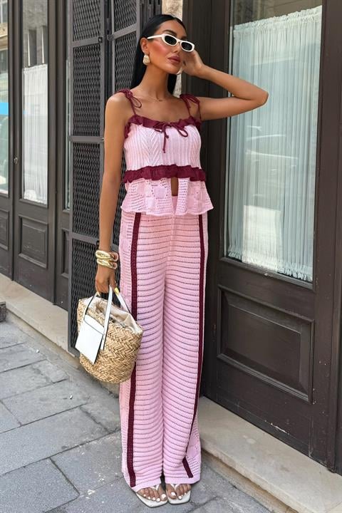 Suspender Blouse Trousers Knitwear Set 10114