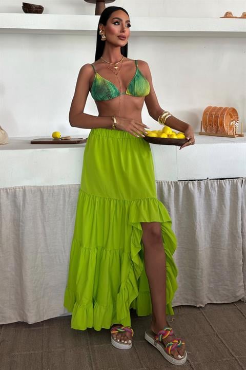 Audrey Ruffled Slit Detail Skirt 4037