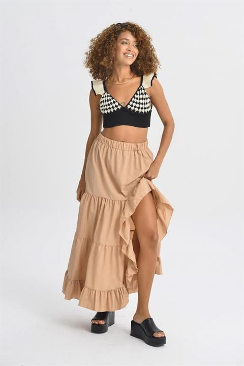 Audrey Ruffled Slit Detail Skirt 4037