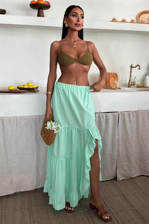 Audrey Ruffled Slit Detail Skirt 4037